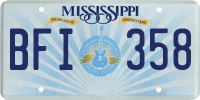 MS license plate BFI358