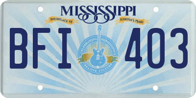 MS license plate BFI403