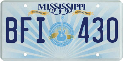 MS license plate BFI430