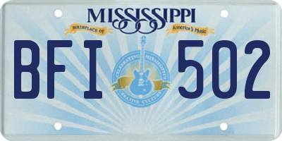 MS license plate BFI502