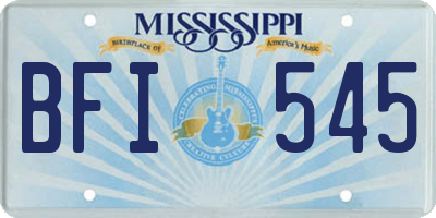 MS license plate BFI545