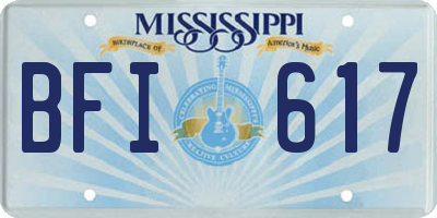 MS license plate BFI617