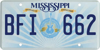 MS license plate BFI662
