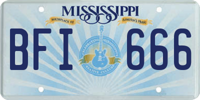 MS license plate BFI666