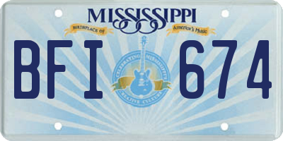 MS license plate BFI674