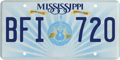 MS license plate BFI720