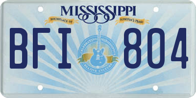 MS license plate BFI804