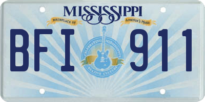 MS license plate BFI911