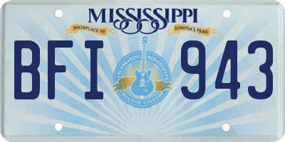 MS license plate BFI943