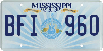 MS license plate BFI960