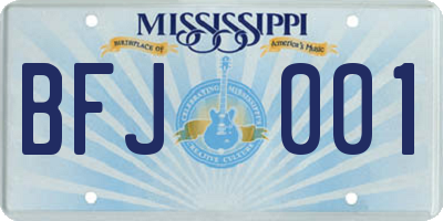 MS license plate BFJ001