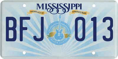 MS license plate BFJ013