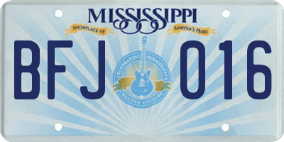 MS license plate BFJ016