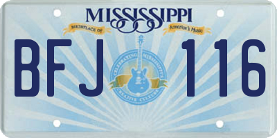 MS license plate BFJ116