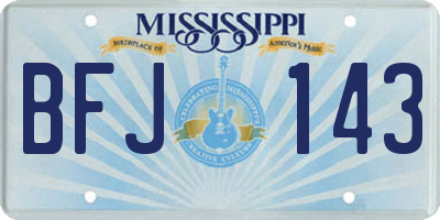 MS license plate BFJ143