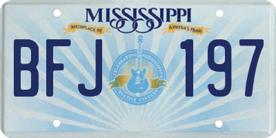 MS license plate BFJ197