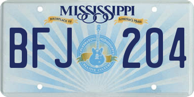 MS license plate BFJ204