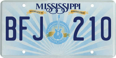 MS license plate BFJ210