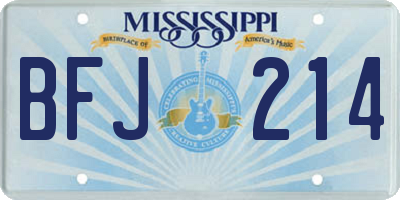 MS license plate BFJ214