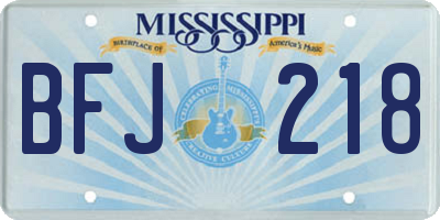 MS license plate BFJ218