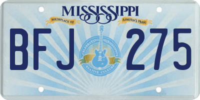 MS license plate BFJ275