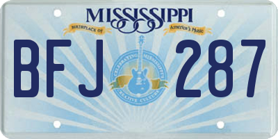 MS license plate BFJ287