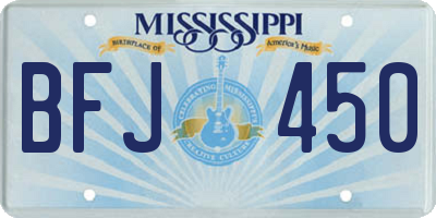 MS license plate BFJ450