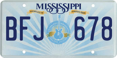 MS license plate BFJ678