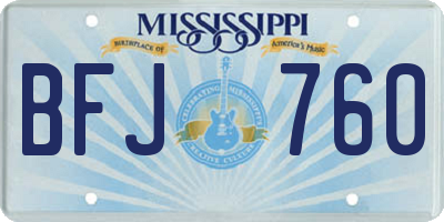 MS license plate BFJ760