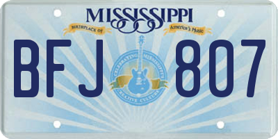 MS license plate BFJ807