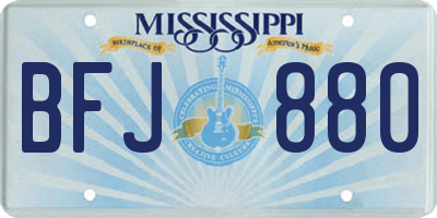 MS license plate BFJ880