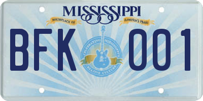 MS license plate BFK001