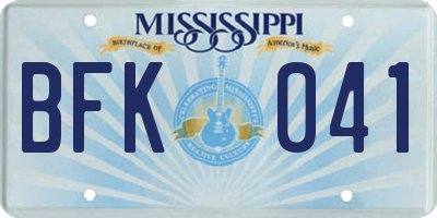 MS license plate BFK041
