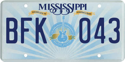MS license plate BFK043