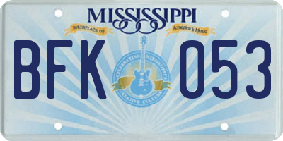 MS license plate BFK053