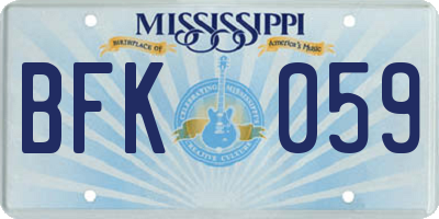 MS license plate BFK059