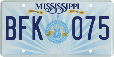 MS license plate BFK075