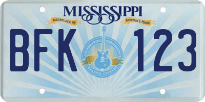 MS license plate BFK123