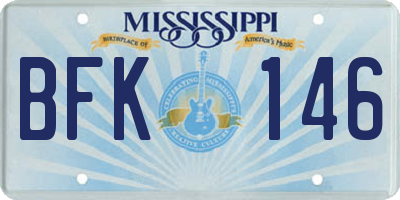MS license plate BFK146