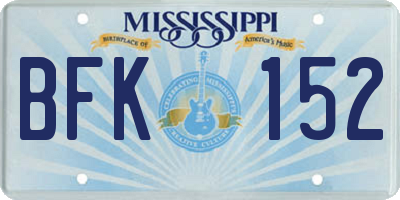 MS license plate BFK152