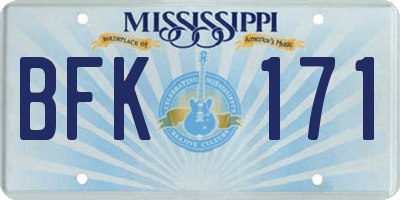 MS license plate BFK171