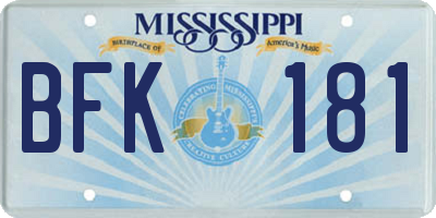 MS license plate BFK181
