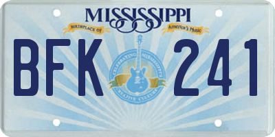 MS license plate BFK241