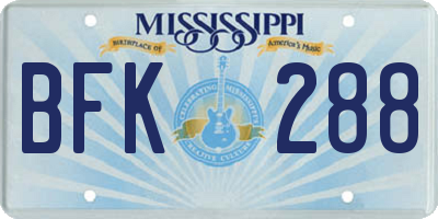 MS license plate BFK288