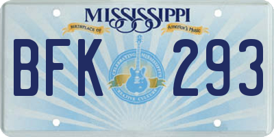 MS license plate BFK293