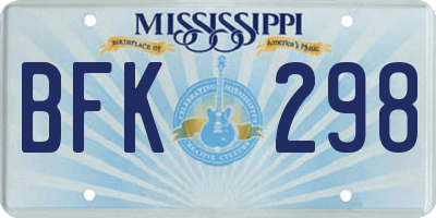 MS license plate BFK298