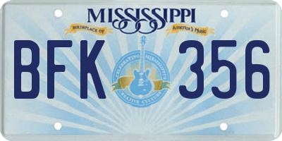 MS license plate BFK356