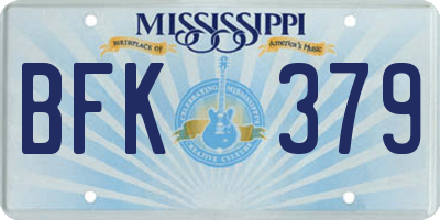 MS license plate BFK379