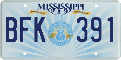 MS license plate BFK391
