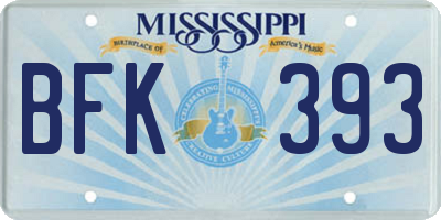 MS license plate BFK393